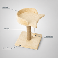 Arbre à gratter pour chat en bois en gros avec colonne en corde de sisal, lit rond pour chat et boule à pompon suspendue pour chats d'intérieur, carton OEM ODM