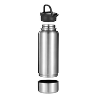 Bouteille d'eau sport portable grande capacité à double section isolée, avec poignée multifonctionnelle et conception 2-en-1 séparable