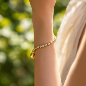 Pulsera Qiada con Dije de Corazón Chapado en Oro de 17 cm, Joyería de Moda para Mujer, Pulsera de Aleación con Cuentas - Product Image 2