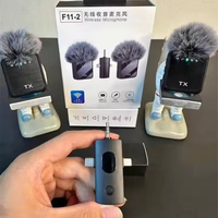 Nouveau Microphone à Condensateur Sans Fil Portable F11-2 3 en 1 Omnidirectionnel avec Suppression du Bruit, Léger et Clip-Collier