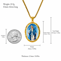 Collier pendentif TIMEMUSE Miraculeuse Vierge Marie avec pierre précieuse Lapis Lazuli peinte à la main pour articles catholiques