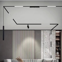 Système d'éclairage sur rail magnétique noir moderne, bande LED linéaire encastrée pour salon et plafond commercial