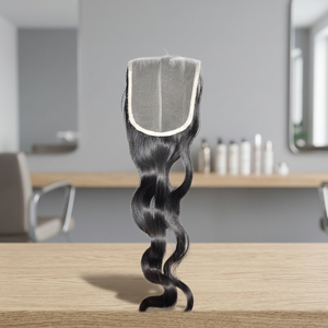 Extensions de cheveux indiens 100% naturels, vierges, alignés dans le sens des cuticules, avec closure 5*5, ondulés (Bodywave), sans traitement chimique - Product Image 1