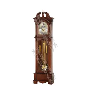 おじいさんウッド振り子フロアクロック豊かに装飾されたおじいさんの時計クラウンエレガントな手でこすった白鳥の首のペディメント