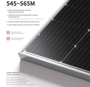 แผงโซลาร์เซลล์แบบโมโนคริสตัลไลน์ HBC N-Type กำลังไฟ 500W-550W ประสิทธิภาพสูง - Product Image 5