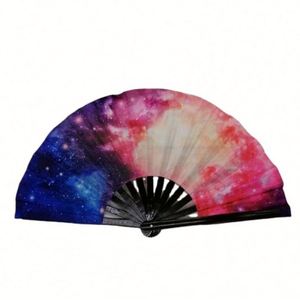 Folding Hand <b>Fan</b> for Rave UV Glow <b>Large</b> Bamboo <b>Fan</b> for Women and Men Clack <b>Fan</b> for Party Music Festivals and Decoration - Product Image 2