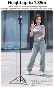 Treppiede a sgancio rapido Ulan Zi MT-78 con supporto per telefono da 1,85 metri, utilizzabile per fotocamera del telefono, luce video, microfono, con telecomando wireless - Product Image 5