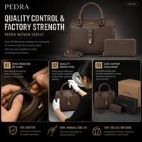 Set 3 Buah Tas Tangan Wanita Mewah PEDRA P6673 Tas Kantor Bisnis Profesional Tas Bahu Kapasitas Besar dengan Dompet & Tali