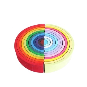 Khối Xếp Chồng Cầu Vồng Montessori Lớn Giáo Dục Đồ Chơi Bằng Gỗ Đồ Chơi Học Tập Xếp Chồng Cầu Vồng Gỗ Thô Cho Trẻ Em Nhóm Tuổi 3y + - Product Image 4