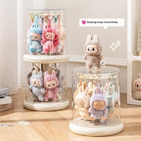 Boîte de présentation des pendentifs Labubu Rotation transparente pour poupée Labubu Porte-jouets avec personnages congelés