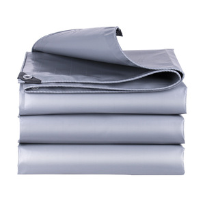 Bâche d'événement robuste en polyester tissé enduit <span class=keywords><strong>de</strong></span> PVC imperméable, 500-650 g/m², 22x25 m, gris, pour extérieur - Product Image 1
