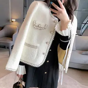 Wholesale Mink Cashmere Cardigan Coat Women's Thick 2022 Autumn and Winter New Style Temperament Celebrity Short Knitwear