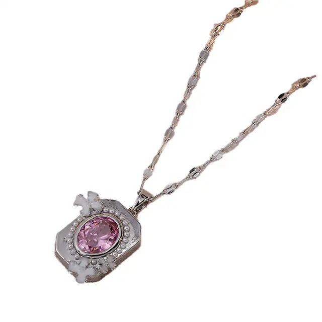 Kreatives Licht Luxus Tropfen glasierte Blume eingebrachene Perle Zirkone Titan Stahl Damen-Schlüsselbein-Halsband