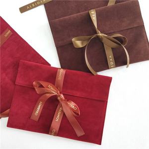 Yeni özelleştirmek kadife zarf mücevherat paket ambalaj şerit yay ile makyaj çantası tozluk çanta Logo ile özel - Product Image 3