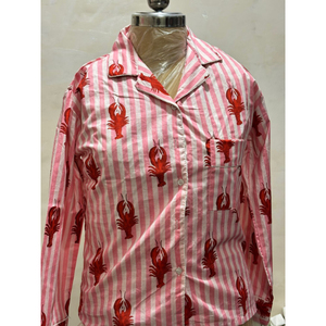 Camisón de Manga Larga con Rayas Rosas, 100% Algodón, Estampado Personalizado, Cómodo para Dormir, Precio al por Mayor - Product Image 3