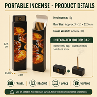 Bâtonnets d'encens portables de 10,5 cm, 5 g, boîte de poche avec support intégré, multiples arômes pour les voyages, la lecture, le bureau, OEM