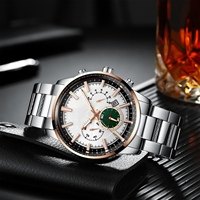 Montre de luxe pour homme à cadran en verre, bracelet en acier inoxydable, étanche, à tourbillon, à quartz, mode décontractée, squelette, personnalisable