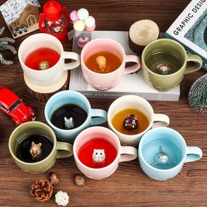Lemon Park Shark Taza de cerámica Hidden 3D Animal Inside Mug,Cute Cartoon Handmade Figurine Mug - Product Image 2