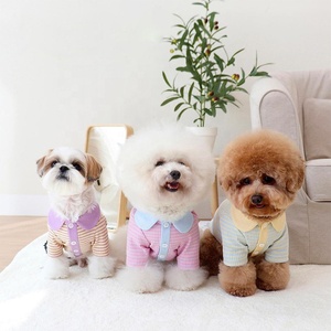 Chemise rayée pastel pour chien avec col Peter Pan coloré, vêtements pour animaux de compagnie mignons à boutons pour Bichon Frisé, <span class=keywords><strong>Shih</strong></span> <span class=keywords><strong>Tzu</strong></span>, petits <span class=keywords><strong>chiens</strong></span> - Product Image 1
