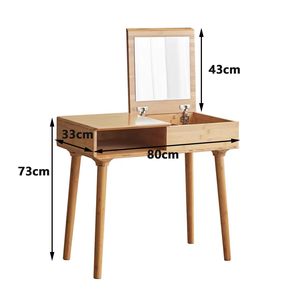 Bàn trang điểm gỗ nguyên khối phong cách tối giản hiện đại cho phòng ngủ, phong cách Bắc Âu, nhẹ nhàng sang trọng, có ngăn chứa đồ cho căn hộ nhỏ - Product Image 3