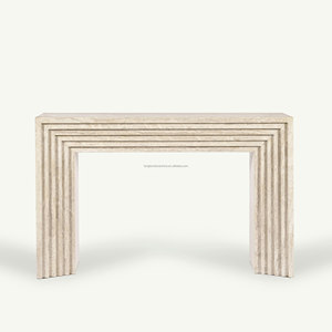 Table console vintage cannelée Table <span class=keywords><strong>d</strong></span>'entrée en travertin meubles de salon en pierre Table console étroite moderne pour couloir - Product Image 4