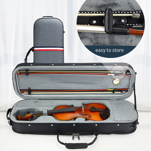 Deluxe Oblong Violin Case 4/4 Full Size Lightweight Oxford Fabric Hard Foam Case with Hygrometer 2 <b>Bow</b> <b>Holders</b> OEM - Product Image 6