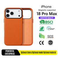 Étui de téléphone en cuir magnétique de luxe personnalisable pour iPhone 18 Pro Max Duo, couleurs personnalisées, design professionnel