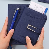 Ensemble d'organisateurs de voyage transfrontaliers en gros-Étiquettes à bagages, porte-passeport et bloc-notes en cuir PU renforcé 250370-A