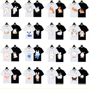 T-shirt Hip Hop all'ingrosso in cotone pettinato da 260g con stampa colorata a gradiente teschio e coniglio, design traspirante - Psycho - Product Image 1