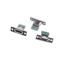 Connecteur de soudure femelle USB-C 5 broches noir avec plaque de fixation, prise de charge rapide et de données pour l'électronique