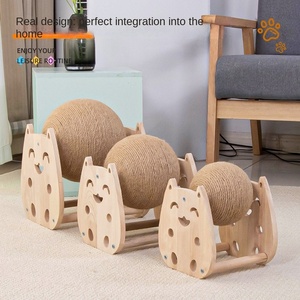 Balle à gratter pour chat en bois massif et <span class=keywords><strong>sisal</strong></span>, résistante à l'usure et aux rayures, avec un style venté adorable pour animaux de compagnie - Product Image 4