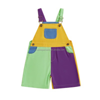 Combinaison Chic d'Été pour Bébé et Jeune Enfant, 95% Coton, Style Patchwork, Personnalisable en Usine, Faible MOQ, avec Bretelles et Poches, pour Garçons et Filles