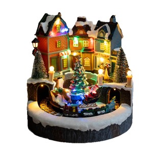 Adorno de Escritorio Navideño con Tren y Árbol de Navidad, Estilo Europeo, Micropaisaje, Eléctrico y Giratorio - Product Image 5