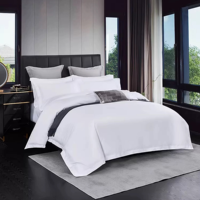 Parure de draps de luxe en coton 100% blanc de haute qualité, taille personnalisable, pour hôtel, pour housse de couette, taille Queen