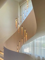 Lustre LED en aluminium doré de grande taille pour bâtiment à deux étages, lumière moderne de luxe, plafond haut, lumière d'escalier, à intensité variable pour construction personnelle