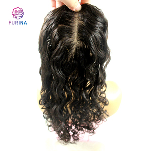 FURINA Base de peau blanche Topper de cheveux humains 12*13 avec 16 pouces d'eau bouclés moelleux femmes Topper de cheveux humains - Product Image 4