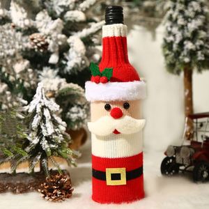 Housses de bouteille de vin en lin avec col en fourrure, décorations pour la maison, cadeaux de Noël, décorations de Noël - Product Image 4