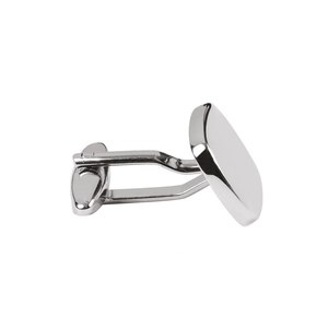 Gemelli Arrotondati 14x17 mm Finitura Argento Lucido per Abbigliamento Formale da Uomo - Product Image 2