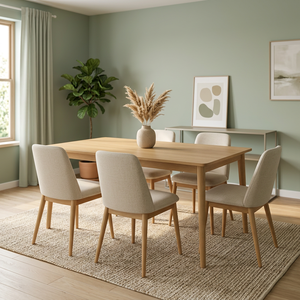 Mesa de Comedor Rectangular de Madera, Estilo Minimalista y Lujoso, Ideal para Apartamentos, Combinada con Sillas Ergonómicas de Tela Suave - Product Image 3