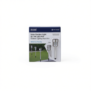 Lámpara Solar de Jardín Honzakta, 1W LED, IP44, Paquete de 6, Blanca, Ecológica - Product Image 1