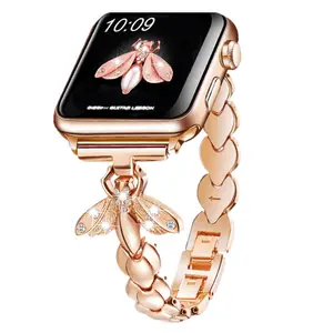 Charms Shell Metal pulsera reloj de pulsera para Apple Watch Correa serie 7 6 5 4 3