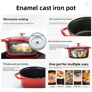 Ensemble de 20 ustensiles de cuisine en <span class=keywords><strong>fonte</strong></span> émaillée antiadhésifs avec couvercles en verre/<span class=keywords><strong>fonte</strong></span>, design moderne et minimaliste, multifonctionnel - Product Image 3