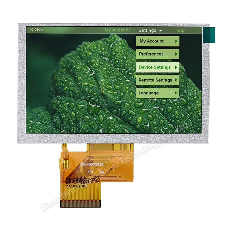Premium CMO 800*480 paneles TFT Innolux 5 pulgadas TN TFT LCD Módulo 5 "800x480 pantalla Lcd con una interfaz Rgb de 50 pines