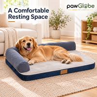 Lit pour animaux de compagnie avec coussin en mousse en velours bleu et tissu denim, literie pour animaux de compagnie quatre saisons, du L au 4XL