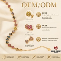 Bracelets en acier inoxydable plaqué or 18 carats PVD avec pendentif trèfle à quatre feuilles orné de strass brillants et délicats, bijoux tennis arc-en-ciel pour femmes