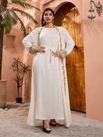 Abaya Uni Wholesale Dubaï 2026, Kaftan Turc Modeste, Kimono Élégant avec Appliques, Abaya Ouverte avec Ceinture, Robe Musulmane pour Femme