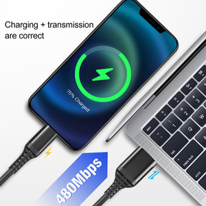 3A sạc nhanh nylon bện USB A đến L cáp để truyền dữ liệu L-480Mbps, đầu nối mạ Niken, OEM (Đen/Trắng) - Product Image 3