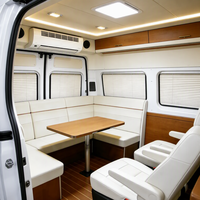 Kit de conversion de camping-car Sprinter avec lit dinette arrière en U, plancher en teck marin, table télescopique et climatisation supérieure pour Mercedes-Benz W907