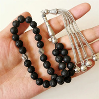 Perles de prière pour hommes Tasbih pierre de lave 33 perles de prière noir volcanique musulman Ramadan Eid cadeau 8mm 10mm chapelet islamique Misbaha