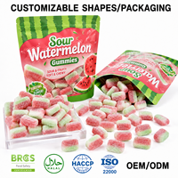 Bonbons Gélifiés Pastèque Saveur Fruitée Acidulée Douce Halal Vente en Gros Personnalisée OEM Marque Privée TIK TOK En Vrac